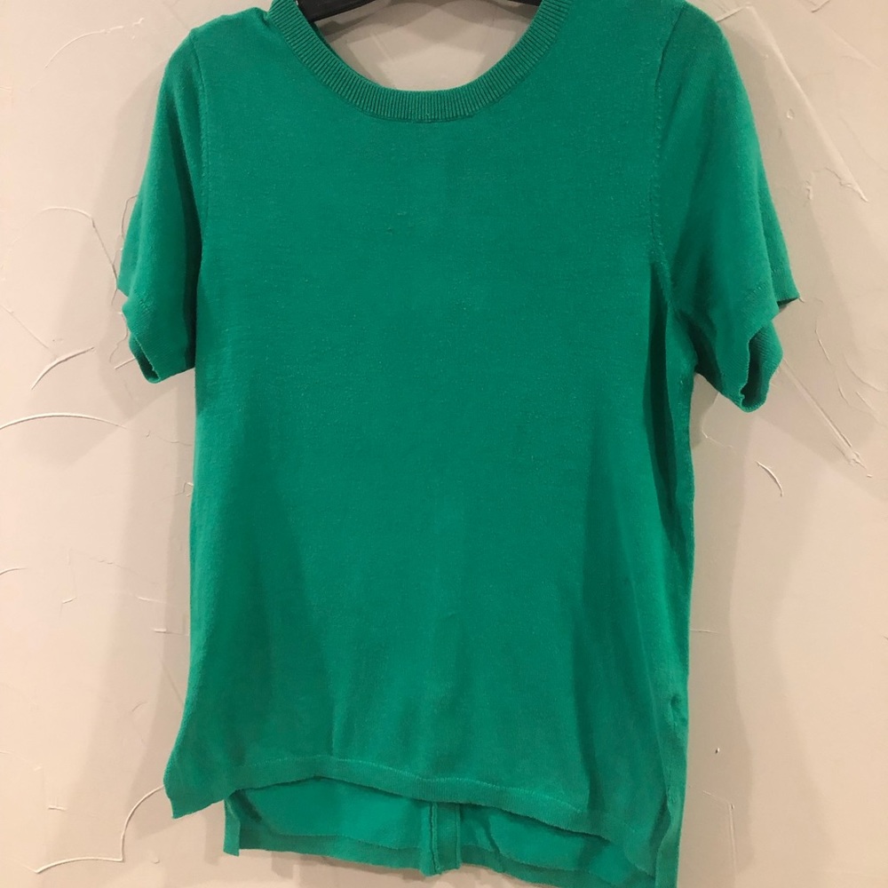 The Limited Green Short Sleeve Sweater Button Back